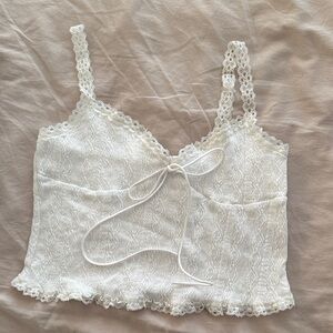 White Lace Cropped Camisole Top